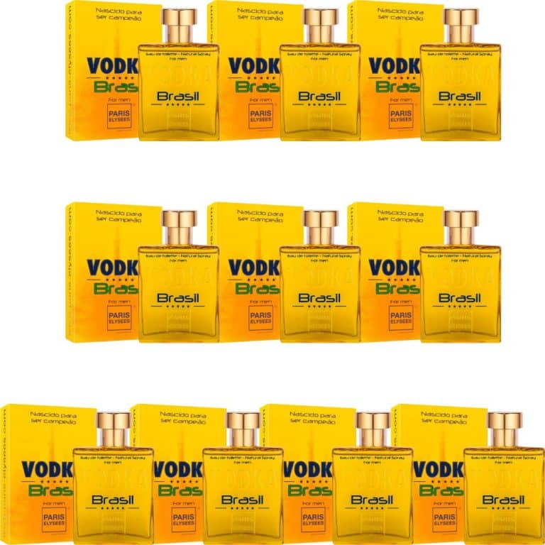 Kit Vodka Brasil Amarelo Paris Elysees Perfume Masculino 10 unidades 100ml