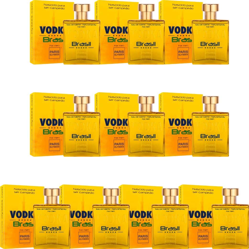 Kit Vodka Brasil Amarelo Paris Elysees Perfume Masculino 10 unidades 100ml